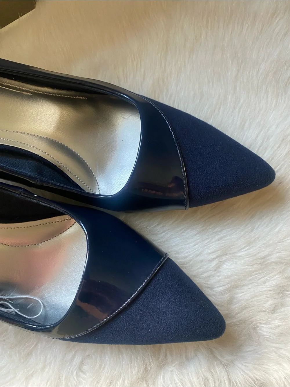 comfort plus by Predictions Navy Pointed-Toe Patent & Suede Pumps